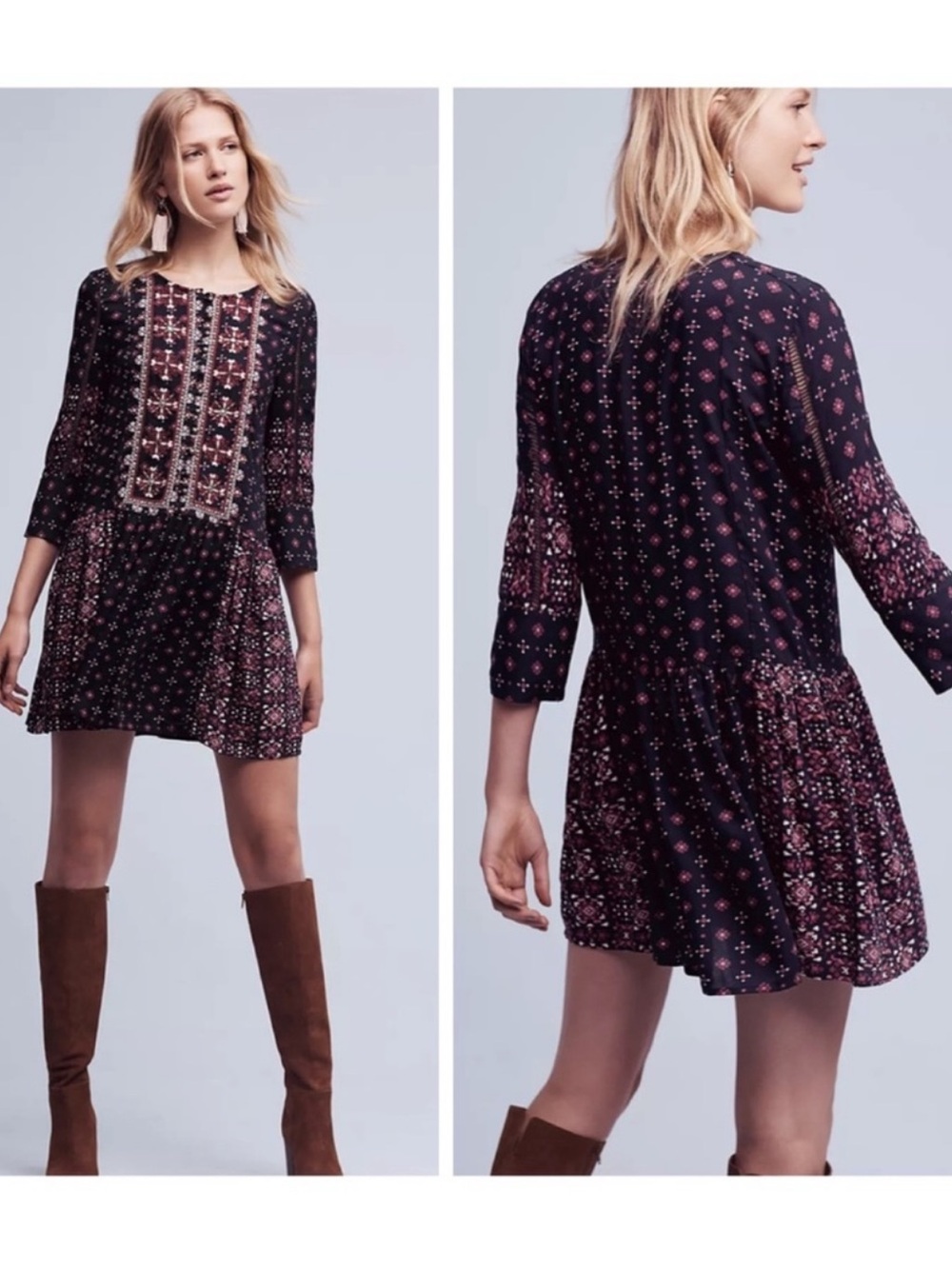 Anthropologie Vanessa Virginia Kaleidoscope Embroidered Beaded Mini Dress XS
